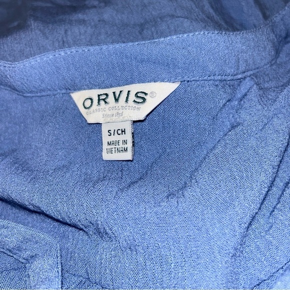 Orvis Women's Short Sleeve Button Front Blouse Blue Size S - Picture 4 of 4